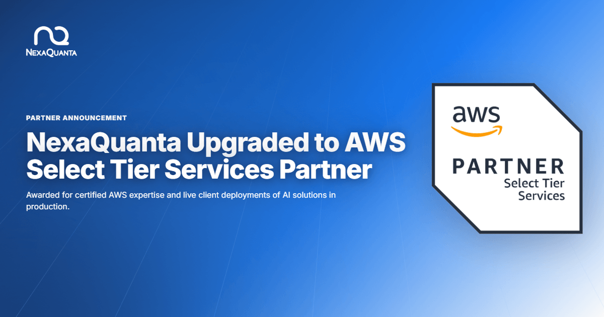 poster saying that nexaquanta has been named an AWS select tier services partner